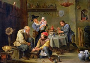 老人の足を引っ張る外科医 作： David Teniers the Younger